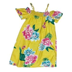 Old Navy Girls Large 10/12 Floral Tropical Boho Cold Shoulder Dress Vacation
